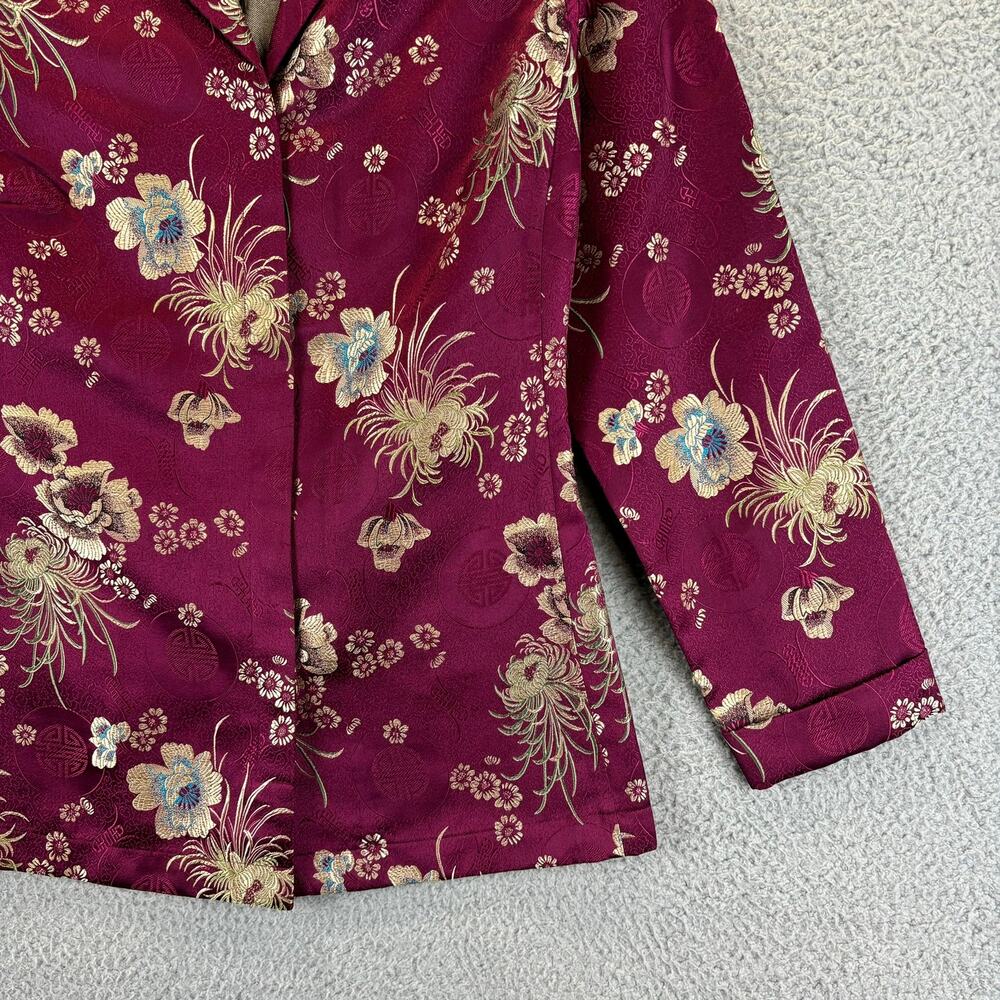 Chicos Jacket Small Embroidered Asian Floral Emboss Lightweight Blazer Sz 0 VTG - Picture 4 of 13